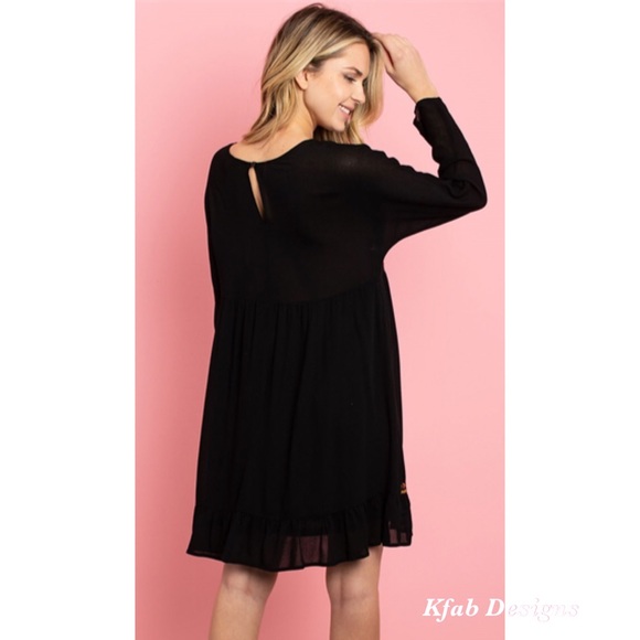 ❤️LAST! Woven Embroidered Lined Black/Rust Dress! - Picture 6 of 9